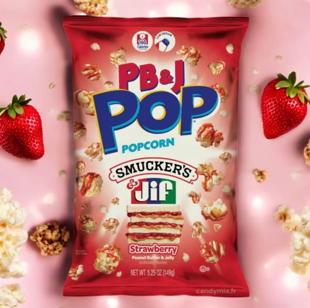 Candy pop corn strawberry jelly