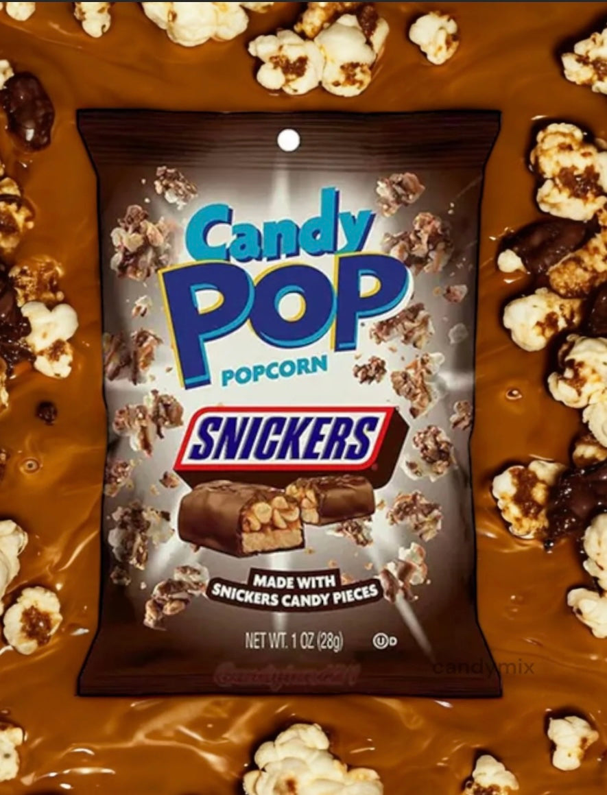 Candy pop corn snickers